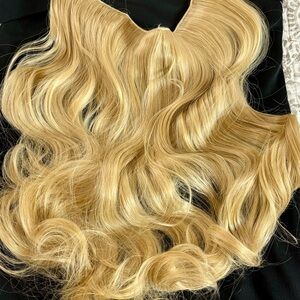 Halo hair extensions.